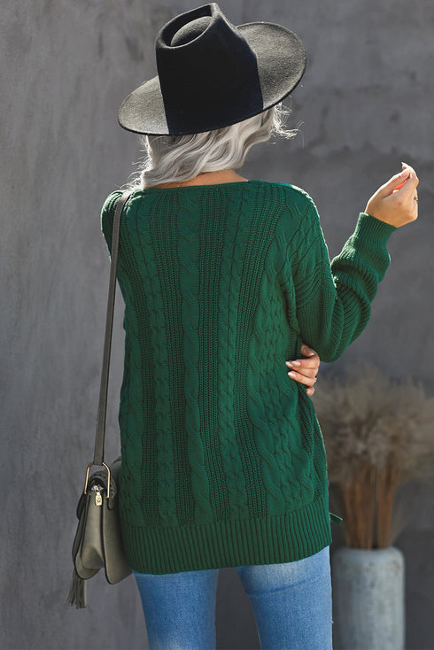 Love Letters Cable Knit Lace Up Sweater
